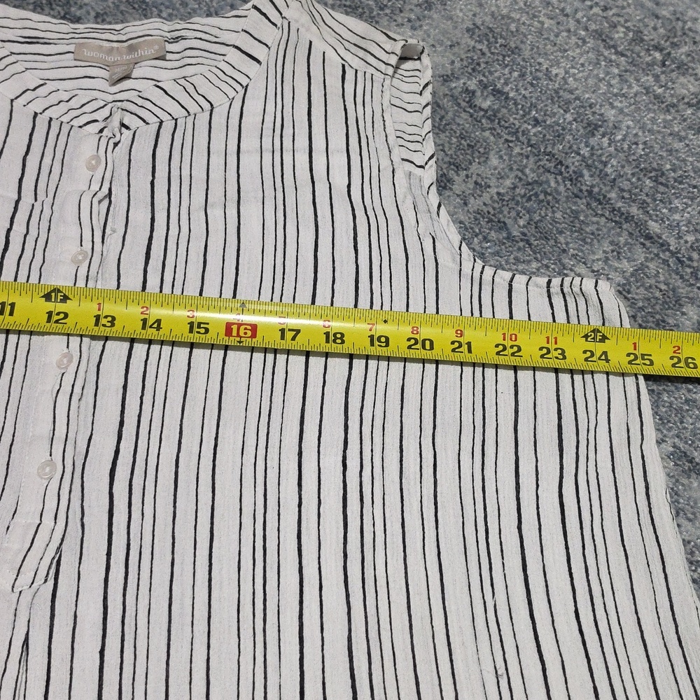 WOMAN WITHIN 2X Sleeveless Striped Top - Black and White - Picture 8 of 8
